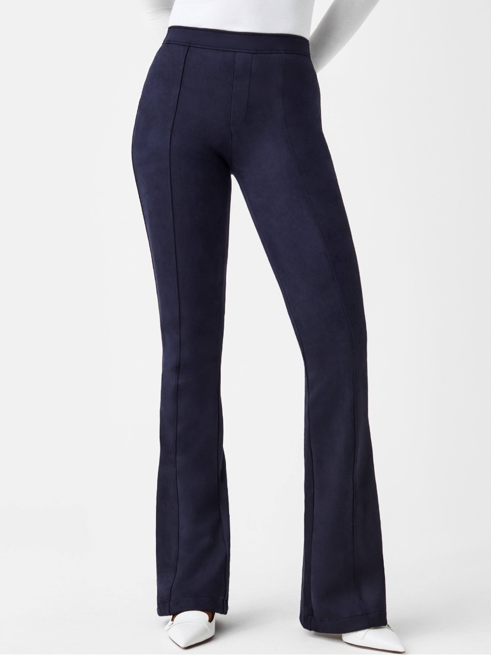Spanx Faux Suede Flare Pants Classic Navy Size L